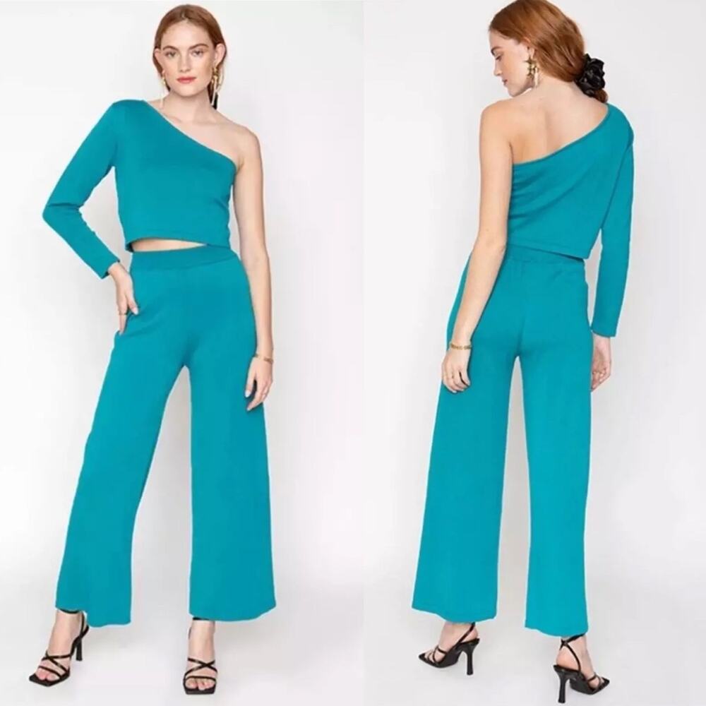 Callahan Revolve Julia Wide Leg Knit Pants Lounge Teal Blue Size XS NEW $150